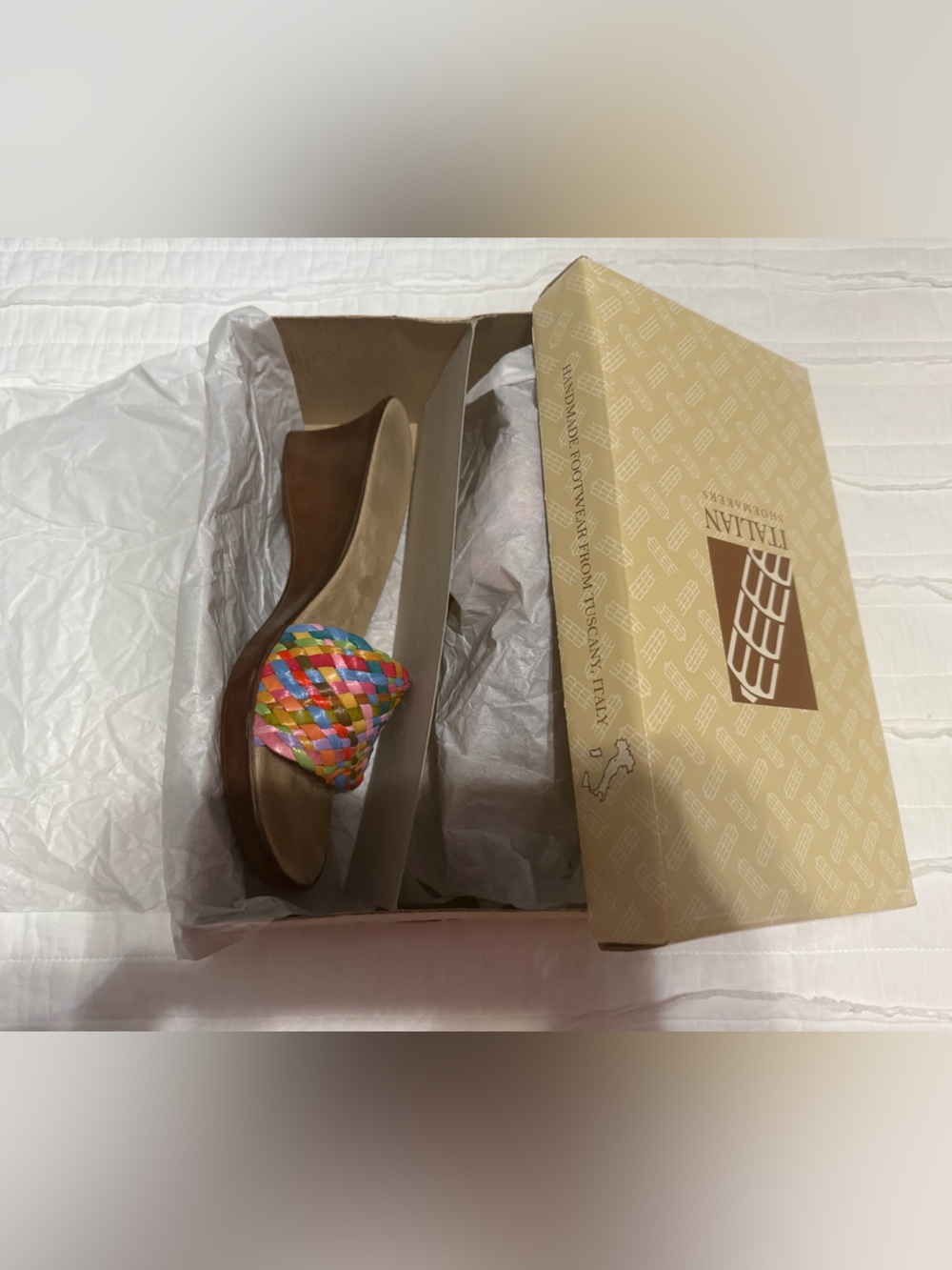 Vintage Italian Shoemakers Woven Multicolor Slide Sandals - Picture 11 of 11